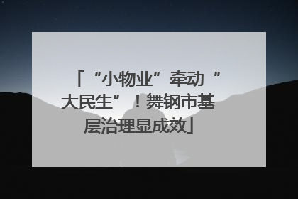 “小物业”牵动“大民生”！舞钢市基层治理显成效