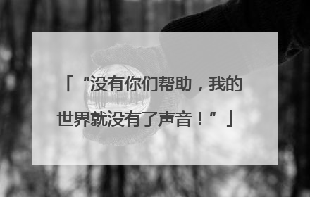 “没有你们帮助，我的世界就没有了声音！”
