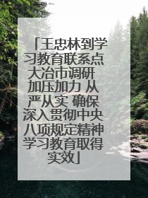 王忠林到学习教育联系点大冶市调研 加压加力 从严从实 确保深入贯彻中央八项规定精神学习教育取得实效
