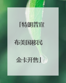 特朗普宣布美国移民金卡开售