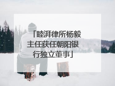 睦湃律所杨毅主任获任朝阳银行独立董事