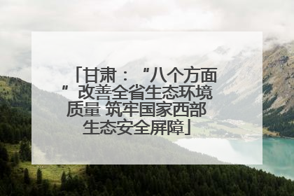 甘肃：“八个方面”改善全省生态环境质量 筑牢国家西部生态安全屏障