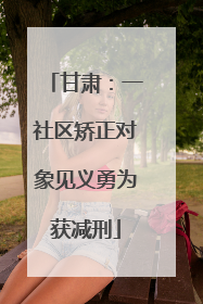 甘肃：一社区矫正对象见义勇为获减刑