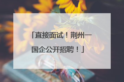 直接面试！荆州一国企公开招聘！