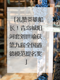 礼赞英雄船长！青岛城阳河套刘世瑜获第九届全国道德模范提名奖