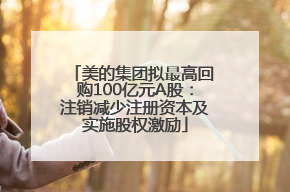 美的集团拟最高回购100亿元A股：注销减少注册资本及实施股权激励