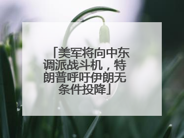 美军将向中东调派战斗机，特朗普呼吁伊朗无条件投降