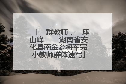 一群教师，一座山峰——湖南省安化县南金乡将军完小教师群体速写