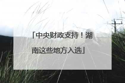 中央财政支持！湖南这些地方入选