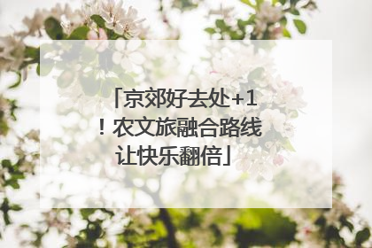 京郊好去处+1！农文旅融合路线让快乐翻倍