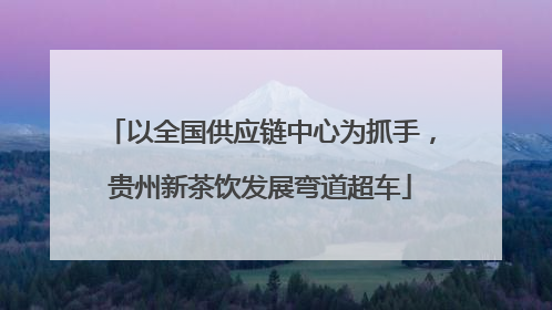 以全国供应链中心为抓手，贵州新茶饮发展弯道超车