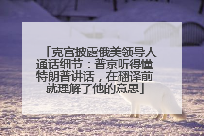 克宫披露俄美领导人通话细节：普京听得懂特朗普讲话，在翻译前就理解了他的意思