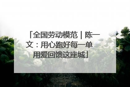 全国劳动模范｜陈一文：用心跑好每一单 用爱回馈这座城