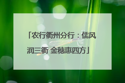 农行衢州分行：儒风润三衢 金穗惠四方