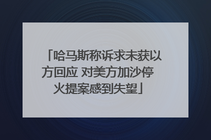 哈马斯称诉求未获以方回应 对美方加沙停火提案感到失望