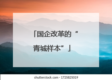 国企改革的“青城样本”