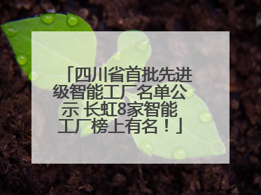 四川省首批先进级智能工厂名单公示 长虹8家智能工厂榜上有名！