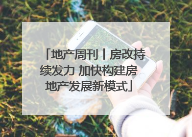 地产周刊丨房改持续发力 加快构建房地产发展新模式