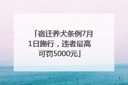 宿迁养犬条例7月1日施行，违者最高可罚5000元