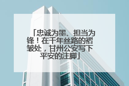 忠诚为墨、担当为锋！在千年丝路的褶皱处，甘州公安写下平安的注脚
