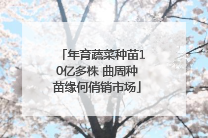 年育蔬菜种苗10亿多株 曲周种苗缘何俏销市场
