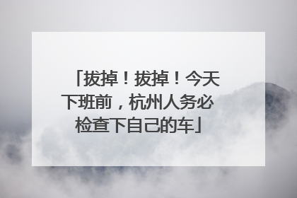 拔掉！拔掉！今天下班前，杭州人务必检查下自己的车