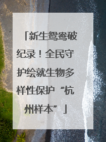 新生鸳鸯破纪录！全民守护绘就生物多样性保护“杭州样本”