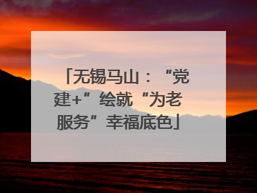 无锡马山：“党建+”绘就“为老服务”幸福底色