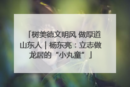 树美德文明风 做厚道山东人｜杨东亮：立志做龙居的“小丸童”