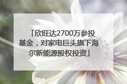 欣旺达2700万参投基金，对家电巨头旗下海尔新能源股权投资