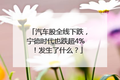 汽车股全线下跌，宁德时代也跌超4%！发生了什么？