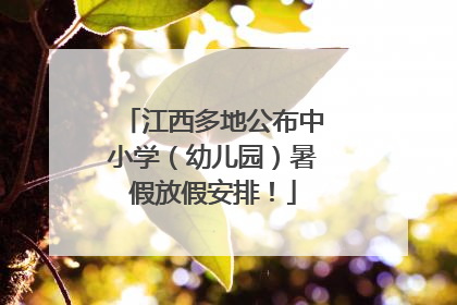 江西多地公布中小学（幼儿园）暑假放假安排！
