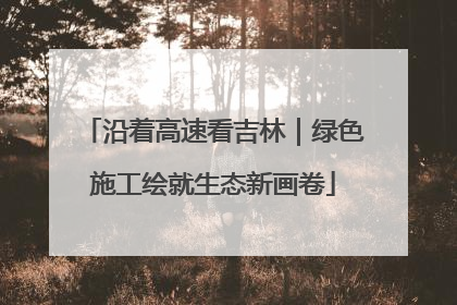 沿着高速看吉林｜绿色施工绘就生态新画卷