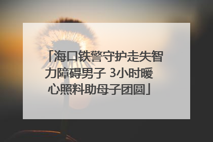 海口铁警守护走失智力障碍男子 3小时暖心照料助母子团圆