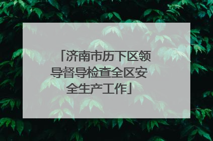 济南市历下区领导督导检查全区安全生产工作