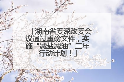 湖南省委深改委会议通过重磅文件，实施“减盐减油”三年行动计划！