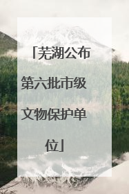 芜湖公布第六批市级文物保护单位