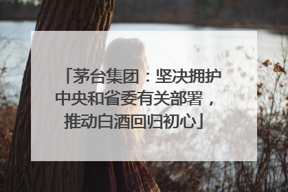 茅台集团：坚决拥护中央和省委有关部署，推动白酒回归初心