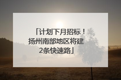 计划下月招标！扬州南部地区将建2条快速路