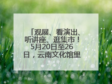观展、看演出、听讲座、逛集市！5月20日至26日，云南文化馆里玩场多