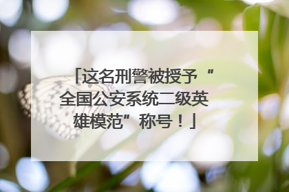 这名刑警被授予“全国公安系统二级英雄模范”称号！