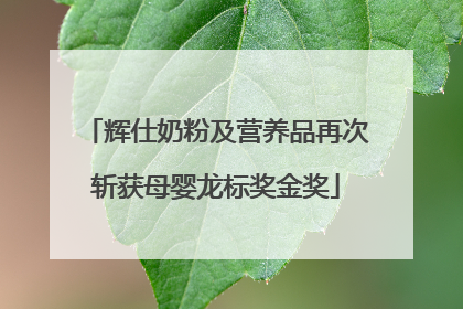 辉仕奶粉及营养品再次斩获母婴龙标奖金奖