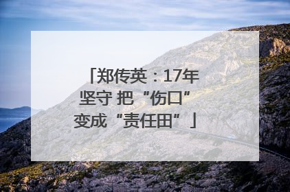 郑传英：17年坚守 把“伤口”变成“责任田”