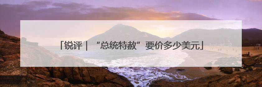 锐评｜“总统特赦”要价多少美元