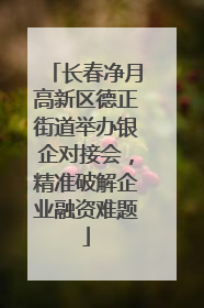 长春净月高新区德正街道举办银企对接会，精准破解企业融资难题