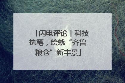 闪电评论｜科技执笔，绘就“齐鲁粮仓”新丰景
