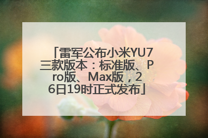 雷军公布小米YU7三款版本：标准版、Pro版、Max版，26日19时正式发布
