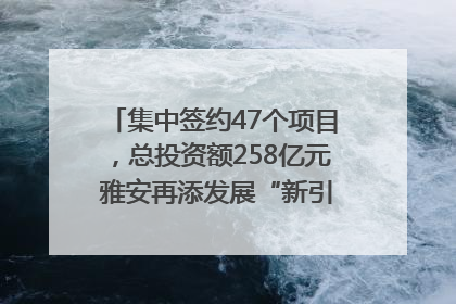集中签约47个项目，总投资额258亿元 雅安再添发展“新引擎”｜数读西投
