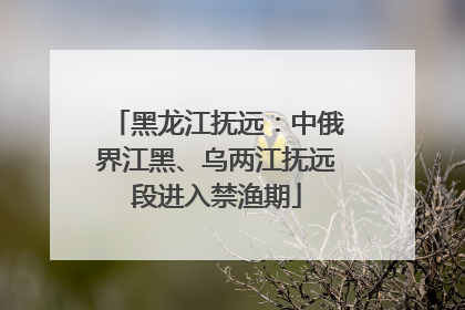 黑龙江抚远：中俄界江黑、乌两江抚远段进入禁渔期
