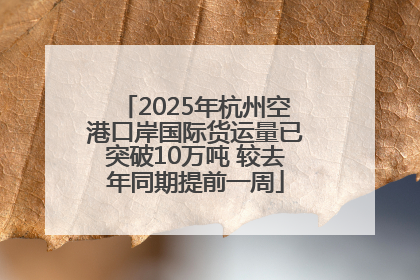 2025年杭州空港口岸国际货运量已突破10万吨 较去年同期提前一周